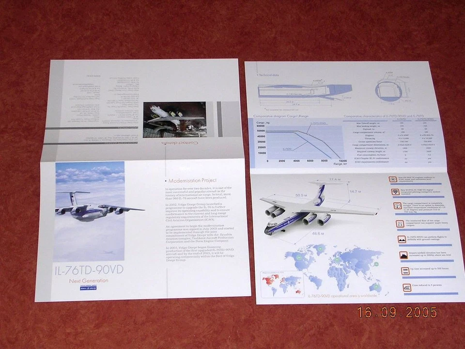 VOLGA Ilyushin 76 TD-90VD brochure aviation transport lourd Russe - english - Photo 1/1