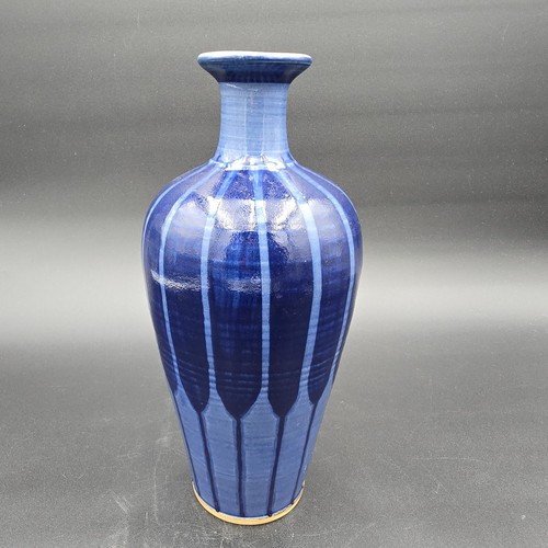 Amie Sophie Studio Art Pottery Vase Signed Blue 10" Handmade - Picture 3 of 10