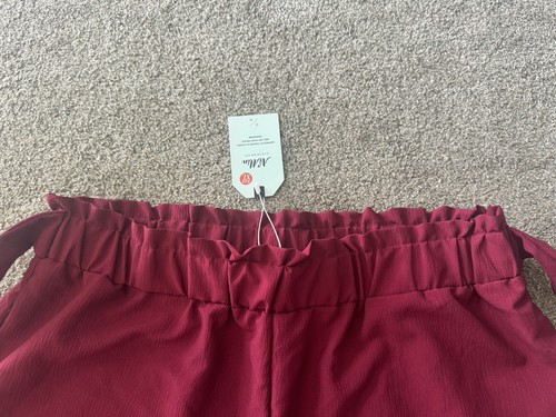 NiMin women’s pants size XL New with tags elastic tie waist burgundy red casual - Picture 7 of 12