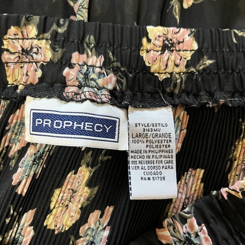 Prophecy Womens Size L Pull On Sheer Floral Pleated Black Circle Midi Skirt - Picture 5 of 8
