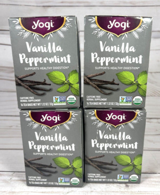 Yogi Vanilla Peppermint Caffeine Free Herbal Tea 16cnt Bags (4Pack) BB:7/19/2026