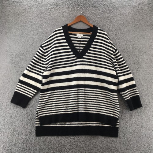 AVA & VIV Long Sleeve Sweater Womens 2X Black White Striped Pull Over V Neck - Bild 1 von 11