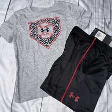 Under Armour Size 4 Gray Red Black Baseball Outfit Set NEW