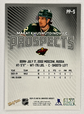 スポーツ選手 SKYBOX MLBCard E-TICKET 15/15 complete 2024-25 Skybox Metal Universe Marat Khusnutdinov Premium Prospects