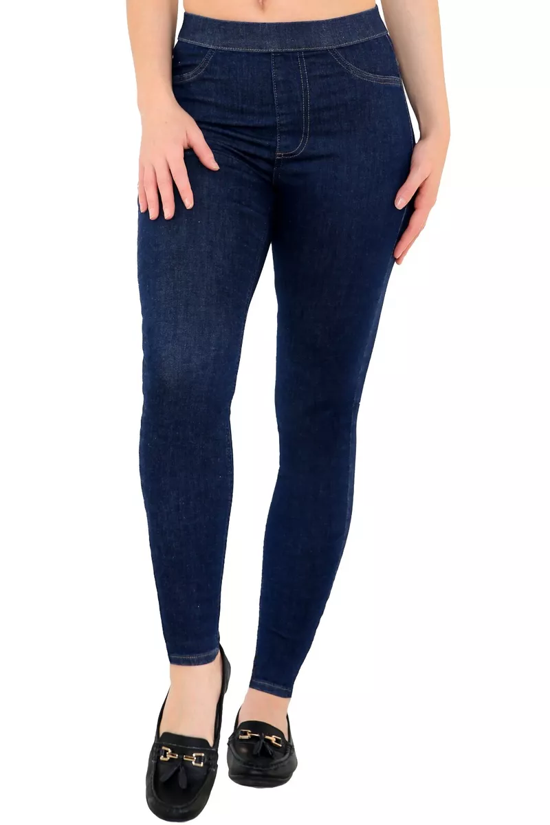 Ex M&S High Waisted Skinny Jeggings Pull On Jeans Stretchy Denim