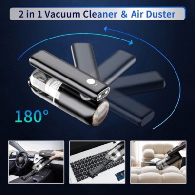 Portable Car Vacuum Cleaner Powerful Cyclone Suction Rechargeable Quick Charge