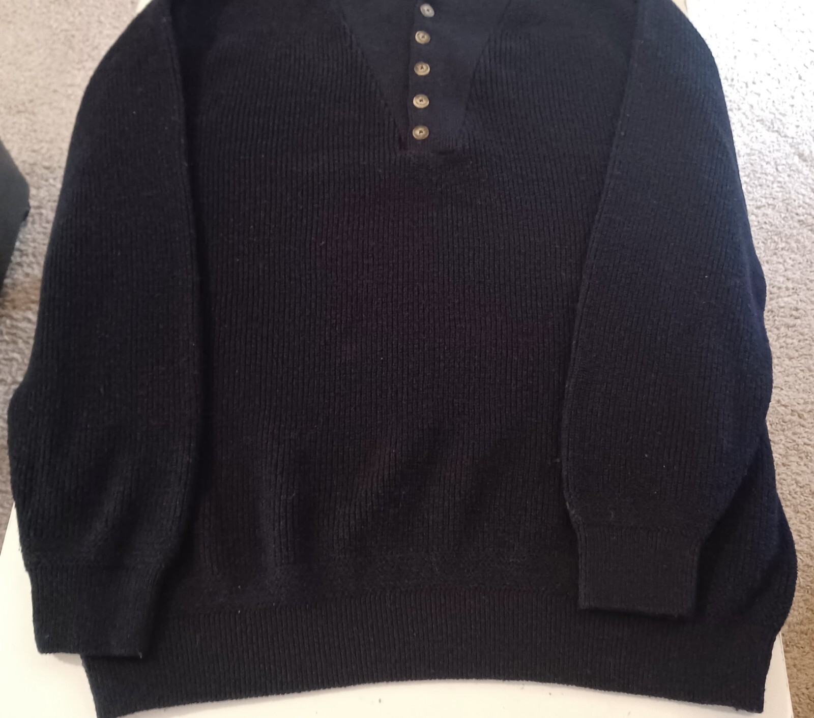 Vintage LL BEAN Men's XL Tall Pullover Henley Sweater Blue Heavy Knit