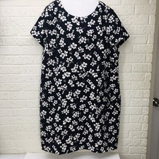 NWT‼ LOFT Plus Sz 22 Black & White Floral Short Sleeve Shift Dress • Ret. $90‼