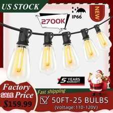 100FT Outdoor String Lights for Patio Waterproof Connectable ST38 LED Lights