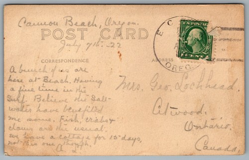 Postcard RPPC c1922 Ecola OR Cannon Beach View of Cottage CDS Cancel - Picture 2 of 2
