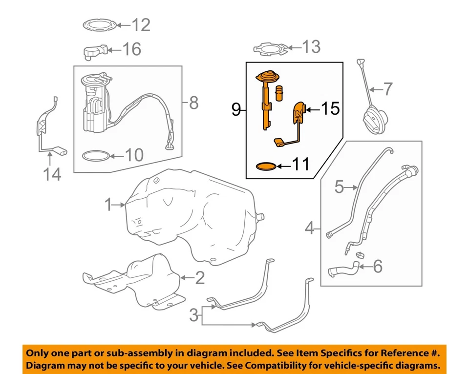 Used Fuel Pump fits: 2013 Chevrolet Equinox Pump Assembly tank mounted 2.4L auxi - Изображение 3 из 4