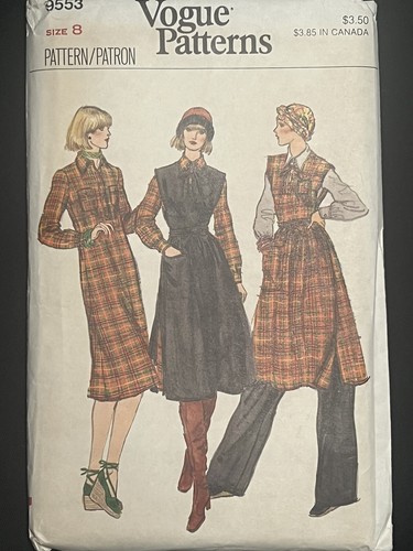 Vogue 9553 Pattern 8 Jumper Apron Dress Blouse Pants Smock 70s Teachercore Uncut - Picture 2 of 11