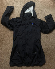 K Way Black Zip Up Hooded Jacket Women's Small Euc
