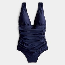 J. Crew Navy Blue Ruched Femme One Piece Bathing Suit Womens Size 24 NEW