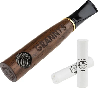 GRANNY'S WEED Granny's Premium Handgefertigte Holzpfeife mit 9mm Aktivkohlefilter | Nussbaum