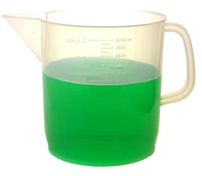 EISCO Plastic Pitcher, 3000Ml (3L) - Short Form, Euro Design - Molded Graduation