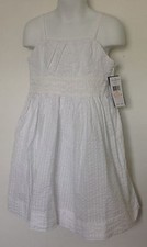 Ralph Lauren Girls Dress White Seersucker Lace Inset Sleeveless Lined Sz 6 NWT
