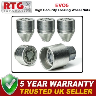 4x EVO5 Radmuttern Sicherung für Rover Maestro 1983-1995 (Stahlfelgen) silber