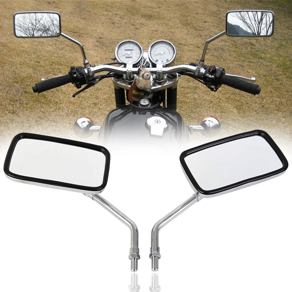 Chrome Rectangle Motorcycle Rearview Mirror 10MM For Suzuki GZ250