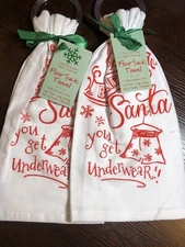 2 Christmas Flour Sack Kitchen Towels Kay Dee Designs “When You Stop Believing..