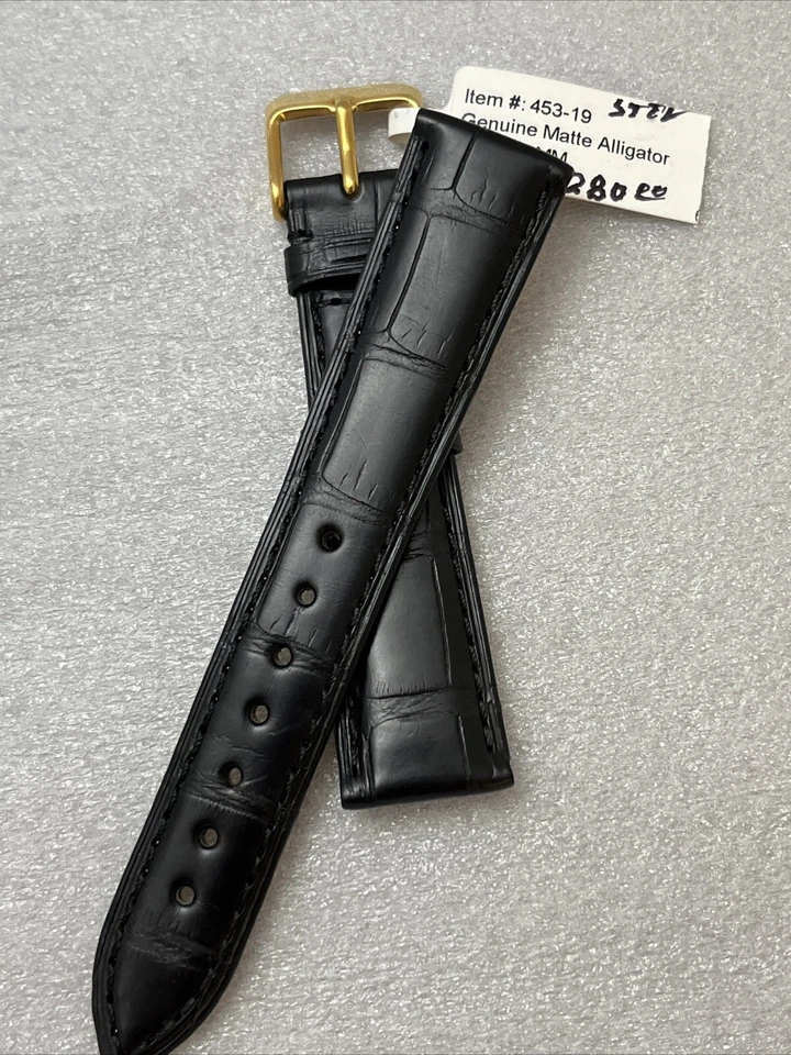 DeBeer PARIS Watch Strap 19 x 16 Black Genuine Alligator Matte Handmade - Image 3 of 4