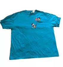 Vintage 90s Disney Store Turquoise Pocket T Shirt Mickey Minnie Mouse