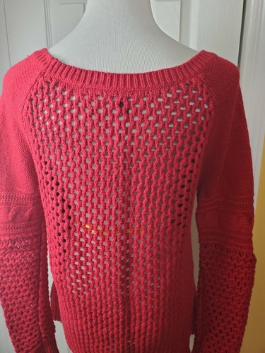 Suéter para mujer American Eagle Outfitters talla L rojo ganchillo grueso tejido - Imagen 5 de 7
