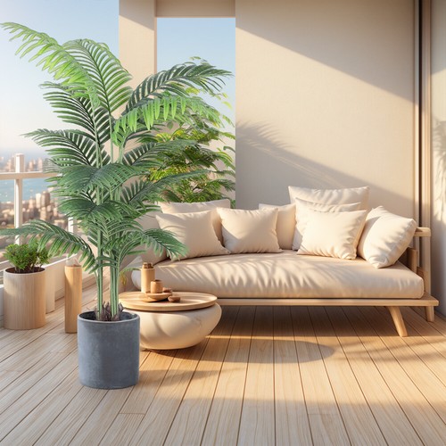 US Artificial Palm Tree 5FT Faux Tropical Palm Plant for Home Office (150cm2pc) - Picture 2 of 11