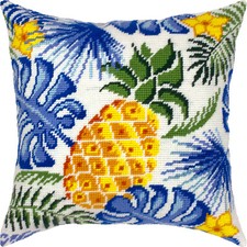 Needlepoint/Tapestry vintage throw pillow cover "PINEAPPLE" embroidery kit