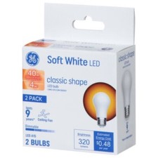 GE Soft White LED Classic Shape Light Bulb 2 Ct 4W  40W A15 Ceiling Fan