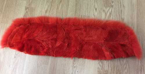 ORANGE GENUINE SHEARED BEAVER FOX FUR COLLAR SCARF n7 - Picture 5 of 5