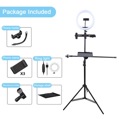 Adjustable Floor Selfie Ring Light Stand 4 Phone Holder/Tablet Tripod Stand USA - Picture 4 of 56
