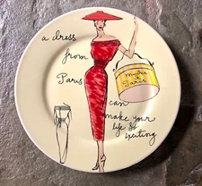 ROSANNA FRENCH "A DRESS FROM PARIS CAN MAKE YOUR LIFE EXCITING" CERAMIC 8" PLATE