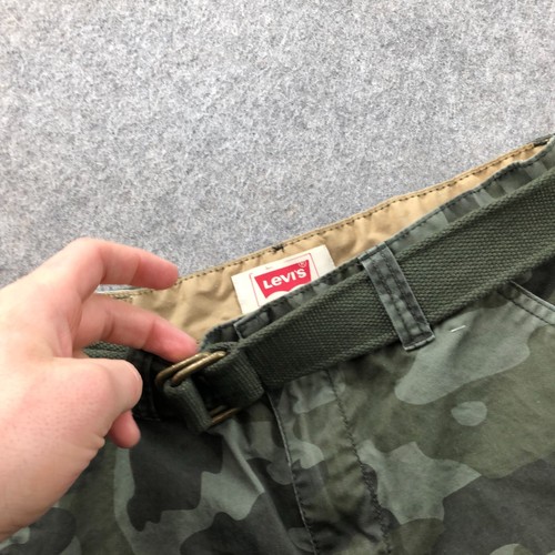 Vintage Levis Shorts Boys 18 Camouflage Belted Cargo Pockets Military Surplus - Picture 6 of 13