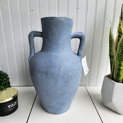 NWT Rustic Farmhouse Vase Decorative Cool Gray Clay? 16'' Tall Heavy