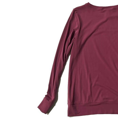 Simonton Says Women Slinky Maroon Long Sleeve Slit Open Chest Blouse sz Small - Picture 5 of 8
