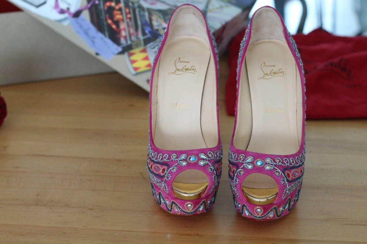 Authentic Christian Louboutin Boutin Bollywood Peep-Toe Pumps