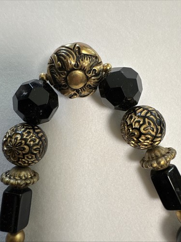 Vintage VTG Black Ball Beaded Choker Retro String Necklace 19.5 Inches - Picture 4 of 8