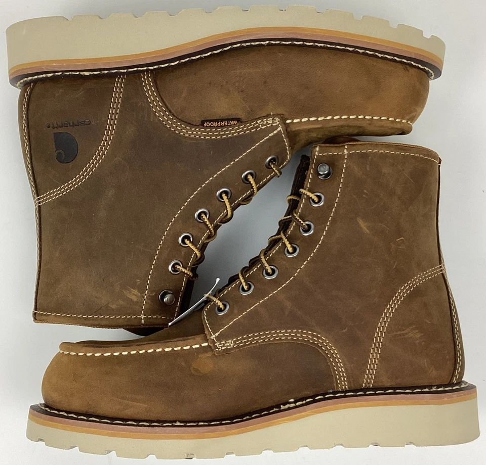 Botas de trabajo Carhartt para mujer de 6" de cuero WP sin usar, en caja, punta de seguridad de acero con cuña talla 7,5 W Foto 2 de 4