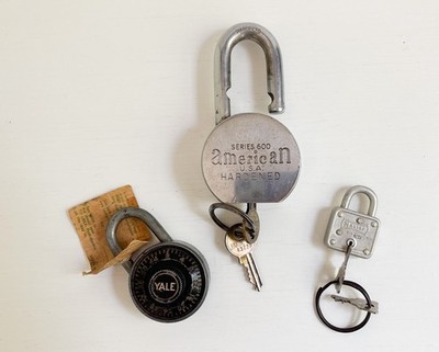 Set of 3 MCM Locks Yale & Towne, American Series 600 & Master Lock 44