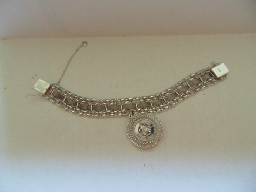 vintage sterling silver charm bracelet heavy-1 charm-Anniversary 32 grams-7"L. - Picture 7 of 7