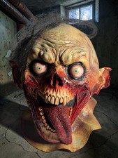 Halloween Horror Mask Tongue Slasher Zombie Adult Size Latex Ghoul Prop