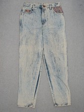 OF03449 VINTAGE 1970s  TJ MADISON  HIGH WAIST WOMENS JEANS sz14 ACID WASH