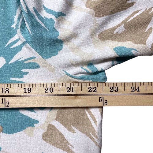 CHICO'S Elbow Sleeve Floral V-Neck Tee Top Blouse Size 3 Size XL Blue Tan Beige - Picture 15 of 17