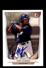 Signed Baseball Card Auto Troy Stokes 2014 Bowman Draft #DP111 Milwaukee Brewers