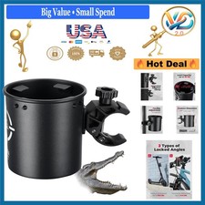 Upgraded Aluminum Motorcycle Atv Cup Holder 32oz Universal Fit Black