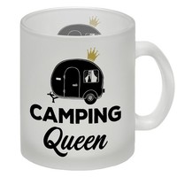 Camping Queen Glas Tasse Mit Wohnwagen Motiv