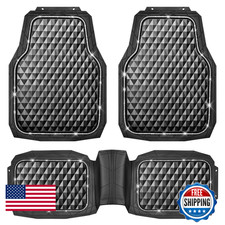 Car Pass Bling Diamond Black Rubber Car Mats Heavy Duty Deep Dish All-Weather