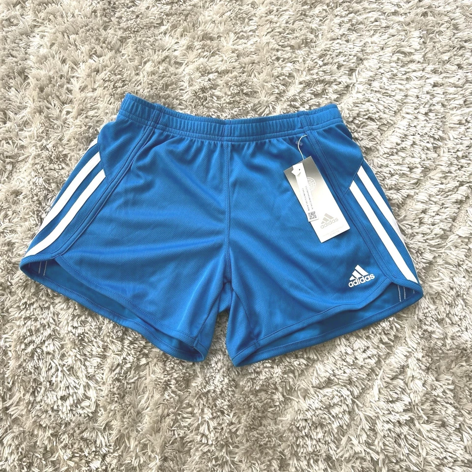 Lote de 2 Pantalones Cortos Adidas Atléticos de Malla Niña Talla GRANDE 14 Azul Rush 3 Rayas NUEVO Foto 2 de 4