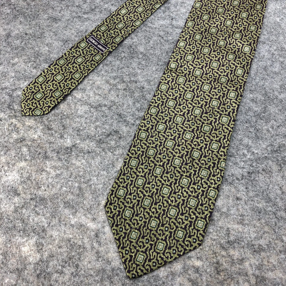 Corbata de seda Giorgio Armani para hombre gris patrón geométrico Italia Foto 2 de 4